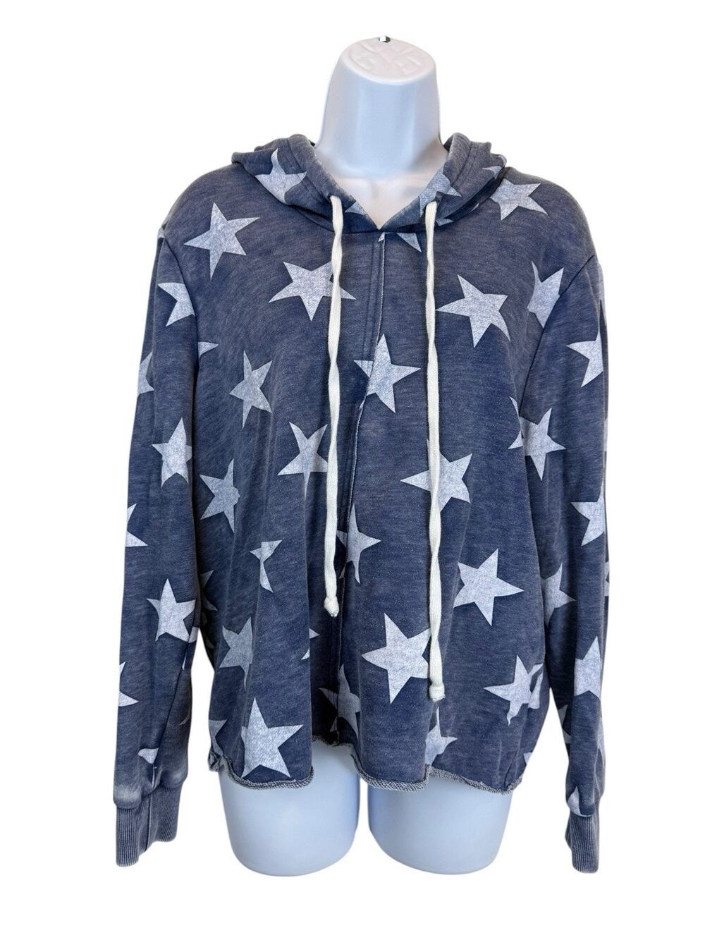 Alternative Sweatshirt Womens Medium Blue White Star Print Pullover Hoodie